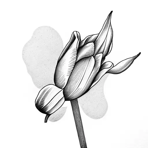 Tulip Flower With Script In The Stem
