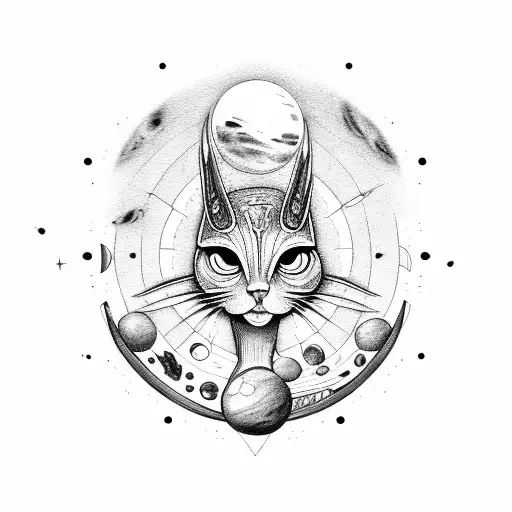 Alien With Alien Cat And Planet Galaxy Backround
