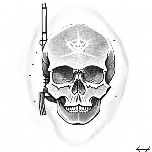 Skull With Gun Ans Planet