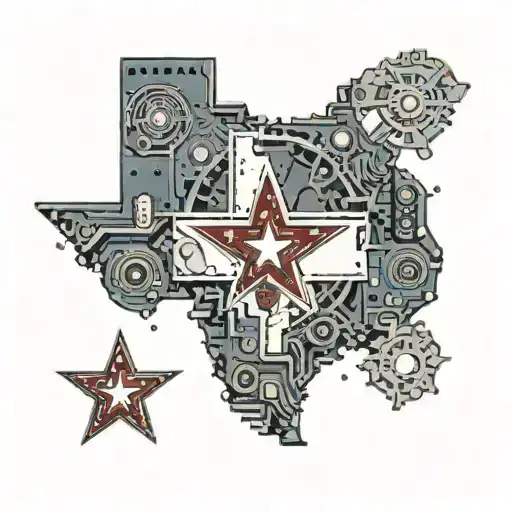 A Cyberpunk Style Texas Flag Integrated Into A Circuit Board Design