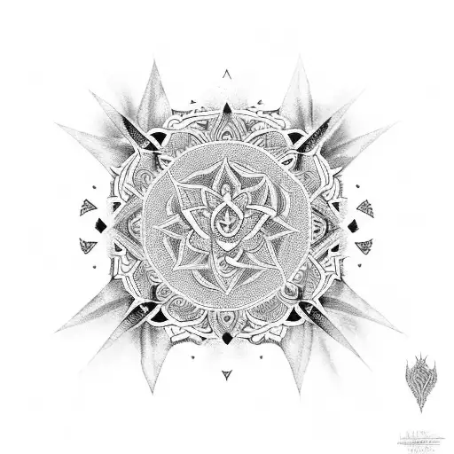 An Mandala Design Incorporating The Symbols Of Freedom And Force