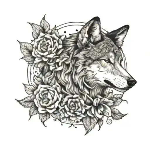 Wolf Moon Flower Intertwined