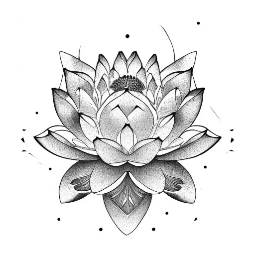 Lotus Petals With Red Ohia Lehua Flower Growing Out Of The Middle