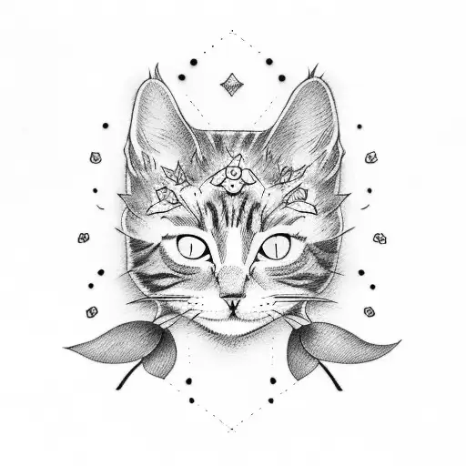 Cat Forget Me Not And Rose