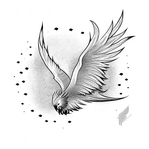 Big Colorful Great Pheonix Flying Above The Forest