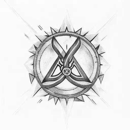 Ukraine Trident Symbol With Palestine Symbol Merged Togather