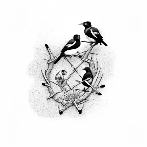 Two Magpies Rough Sketch Black Mirror