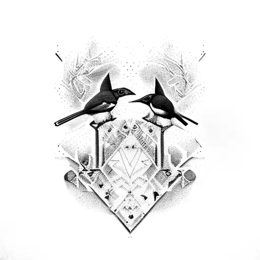 Two Magpies Rough Sketch Black Mirror