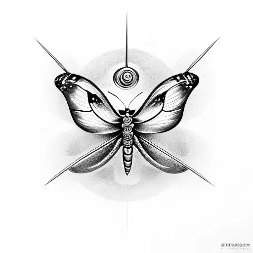 Butterfly With Spiritual Symbols And A Scorpion
