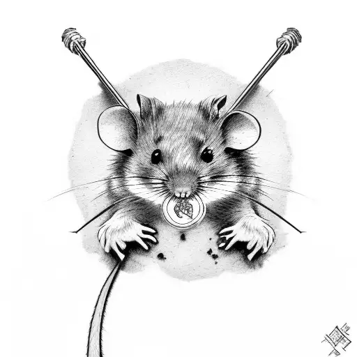 Anarquist Mouse Dressing With An Old And Dirty Suit While Holding A Bat