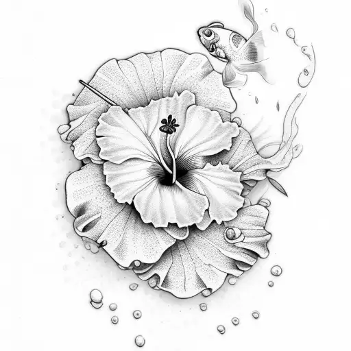 Hibiscus With Koi Fish