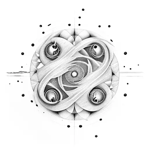 Two Opposing Spirals Coming Out Of A Pool Of Reflecting Water