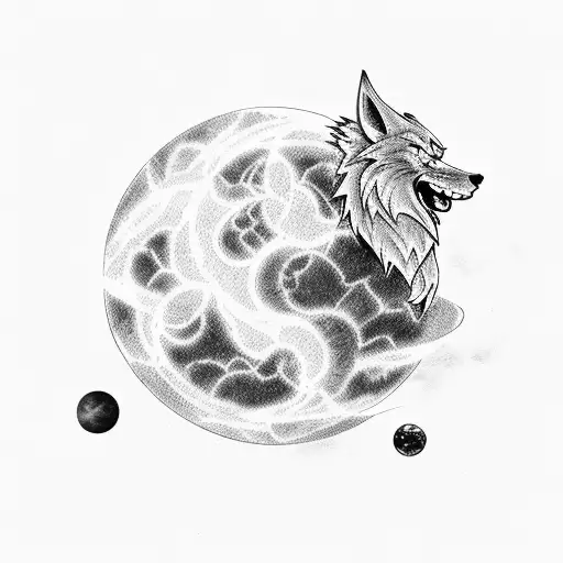 Lone Wolf Looking Out To The Many Worlds And Moons Above And Sees Goku Fighting Broly