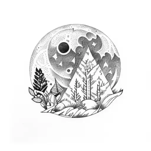 Scattered Moon In Forest