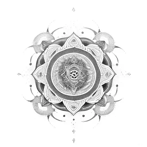 An Intricate Mandala Design Incorporating The Symbols Of Freedom And Force