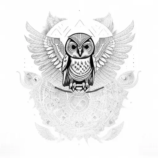 Owl With Widespread Wings Polynesian Style