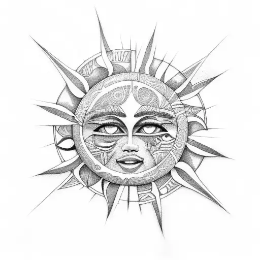 Maori With Sun And Moon