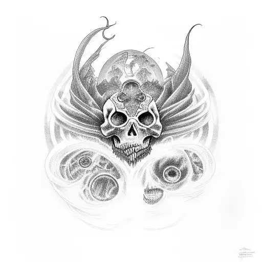 Full Back Ouroburos With A Portrait Of The Cyle Of Life Death Destruction And Creation