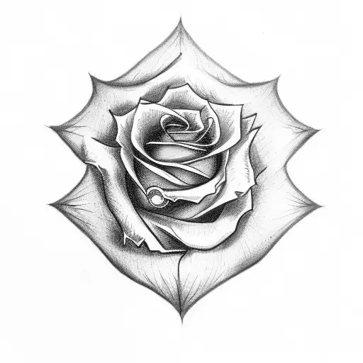 Christian Cross Digging Into Skin With Rose Wrapped Around And A Bee Pollinating