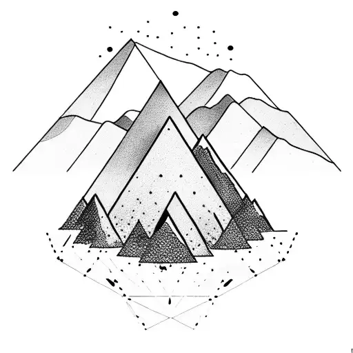 Mountain Within Or Overlapping A Small Triangle And A Campfire