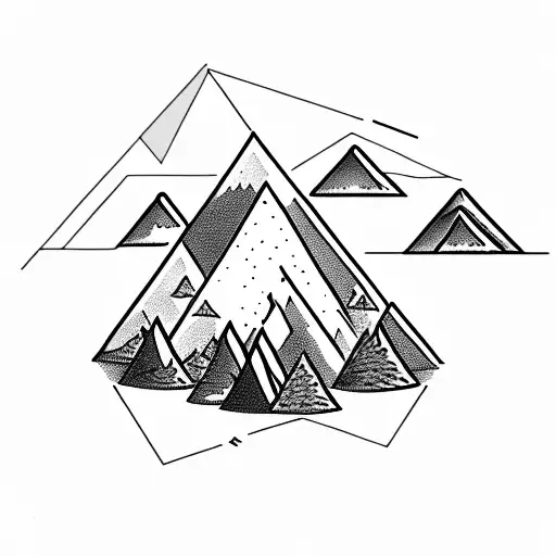 Campfire With A Mountain In A Triangle