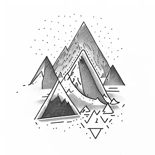 Campfire With A Mountain In A Triangle