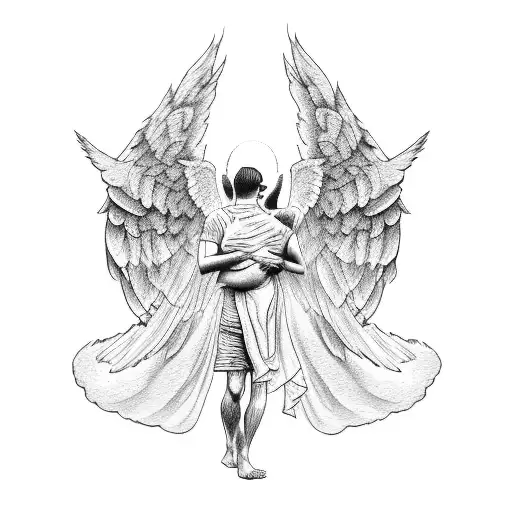 Angel Holding Man In Bosom