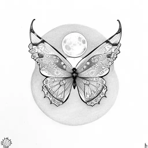 Butterfly With Moon Above It