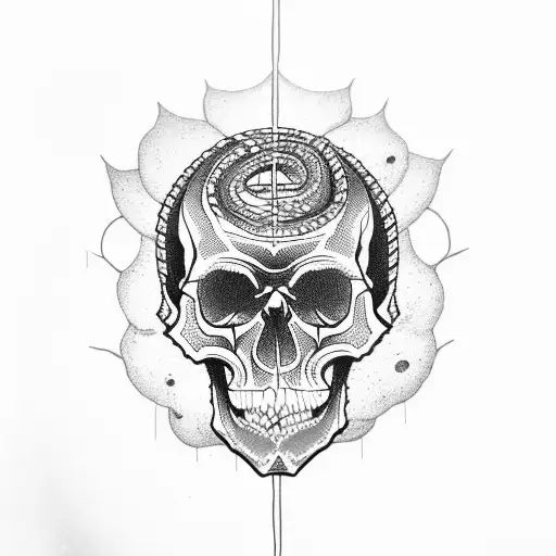 Skull With Weed And Snake