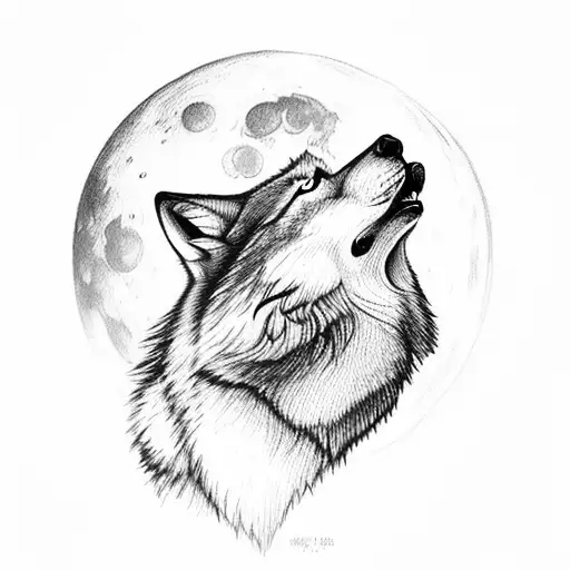 Wolf Howling At Moon With An 43 In It As A Crater