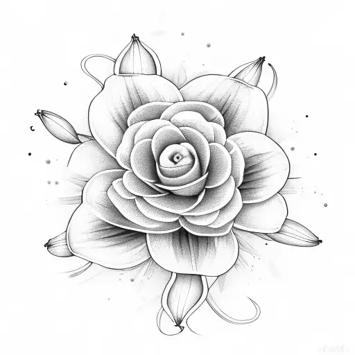 Lily Flower Whole Flower With Geometric Elements