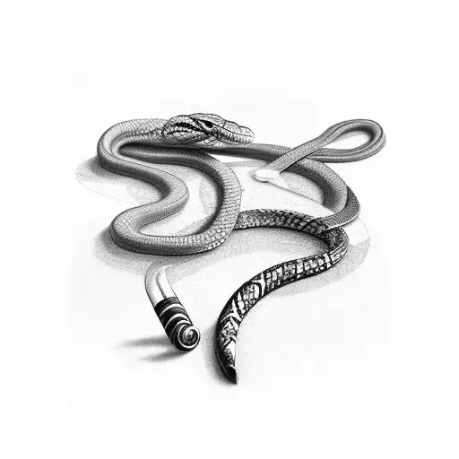 Snake With Cigarette In Mouth