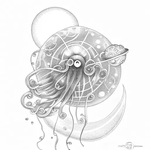 Jellyfish With A Moon And Space All Around It