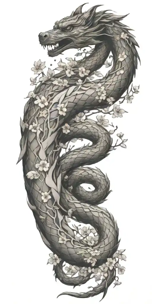 Foodog Coil And Cherry Blossom Petals Falling