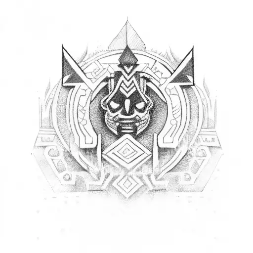 Mayan Symbols Stripe Pattern