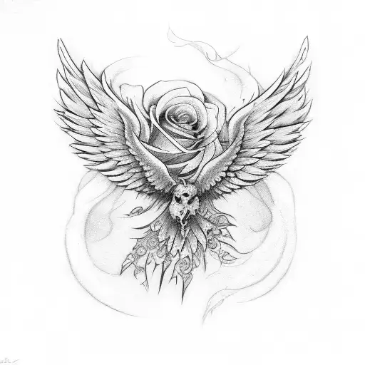 Langel With Wings And Rose