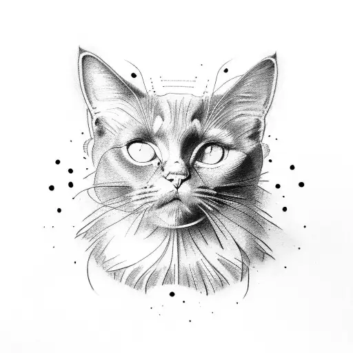 The Face Of A Black Cat With Yellow Eyes