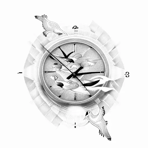 Fired Clock With Flying Birds From It