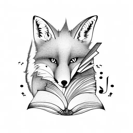 A Fox Reading A Book With Musical Notes As Bookmarks