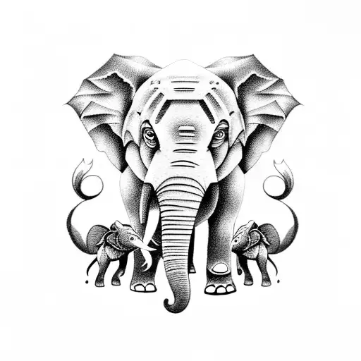 Elephant And Baby Wolf