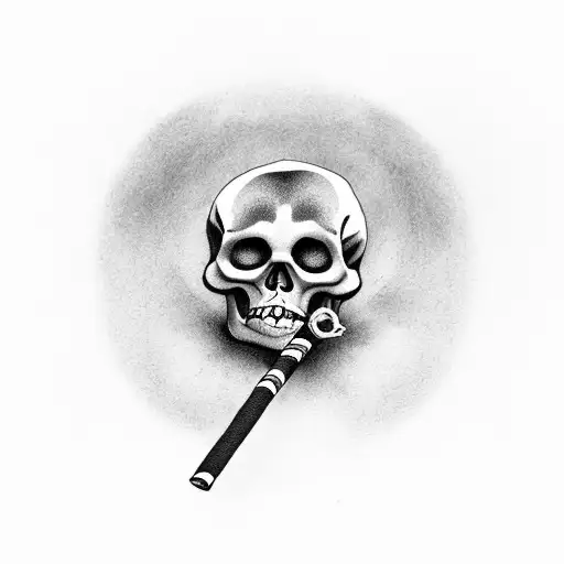 Skeleton In A Medieval Windowsill Smoking Cigarette