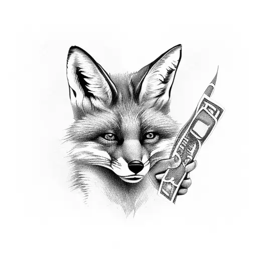 Fox Holding Money Bags Tattoo