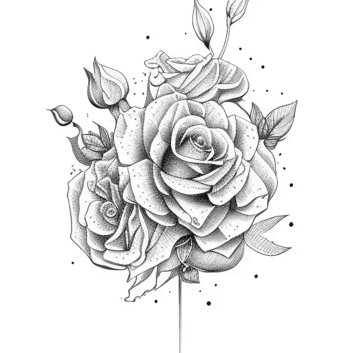 Bouquet Of Flowers Fine Line