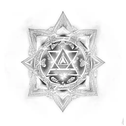 Triforce Mandala Greek Keys Floral Pattern Fluid