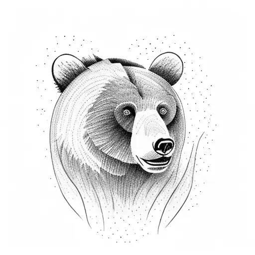 Bear Face With Trees In Background