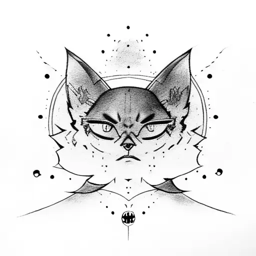 Batman Logo With Two Cat Paw Prints