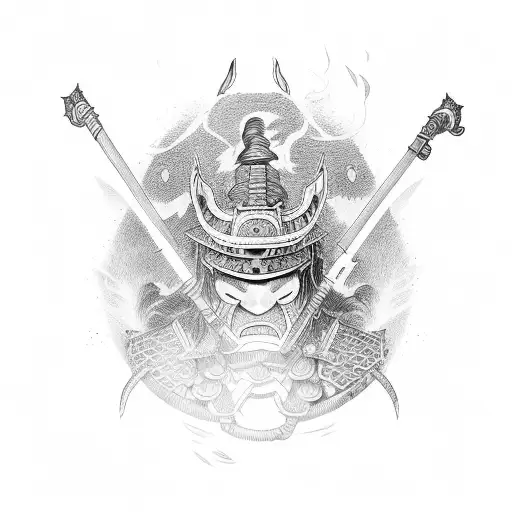 Japanese Warrior Wirh Fire