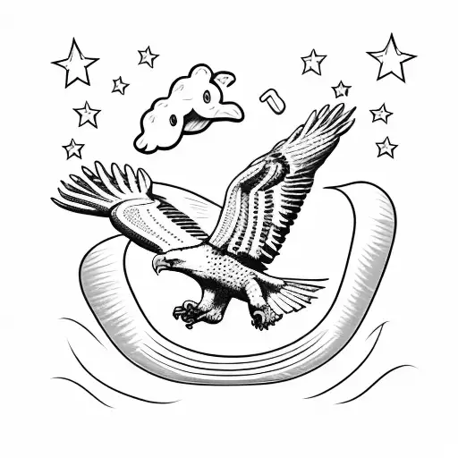 Simple Bald Eagle With Hot Dog In Talons