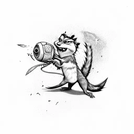 Scrat From Ice Age Trying To Take And Acorn From Rocket Off Guardians Of The Galaxy