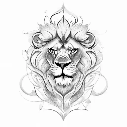 Lion Crest With A White Rose